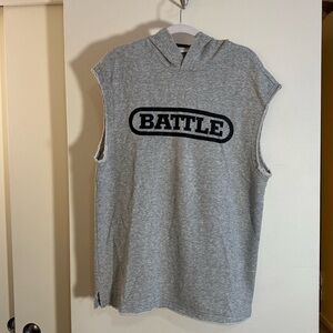 NWOT Mens BATTLE Gray Sleeveless Hoodie